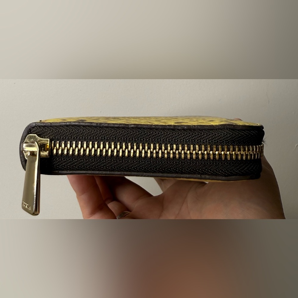 FURLA Snake Embossed Yellow Long Leather Wallet EUC - Picture 7 of 12